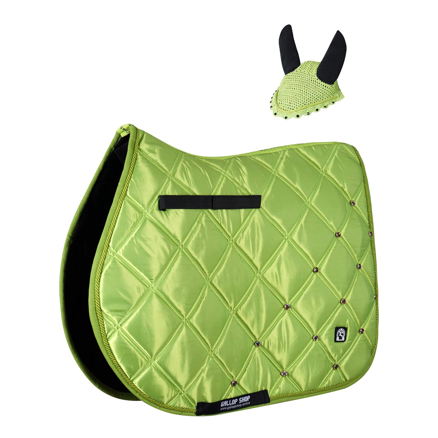 Luxury Quilted Saddle Pad & Ear Bonnet Set β Decorative Horse Tack in 12 Colors by Gallop Shop