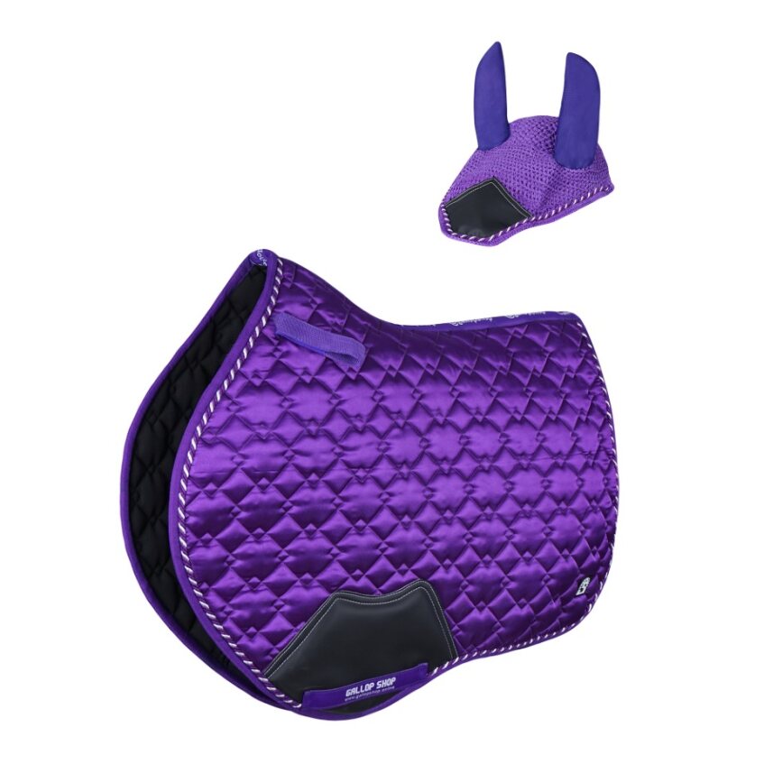 GallopGrip All-Purpose Saddle Pad & Bonnet Set – Sculpted Quilting, Satin Finish, Multi-Color Options