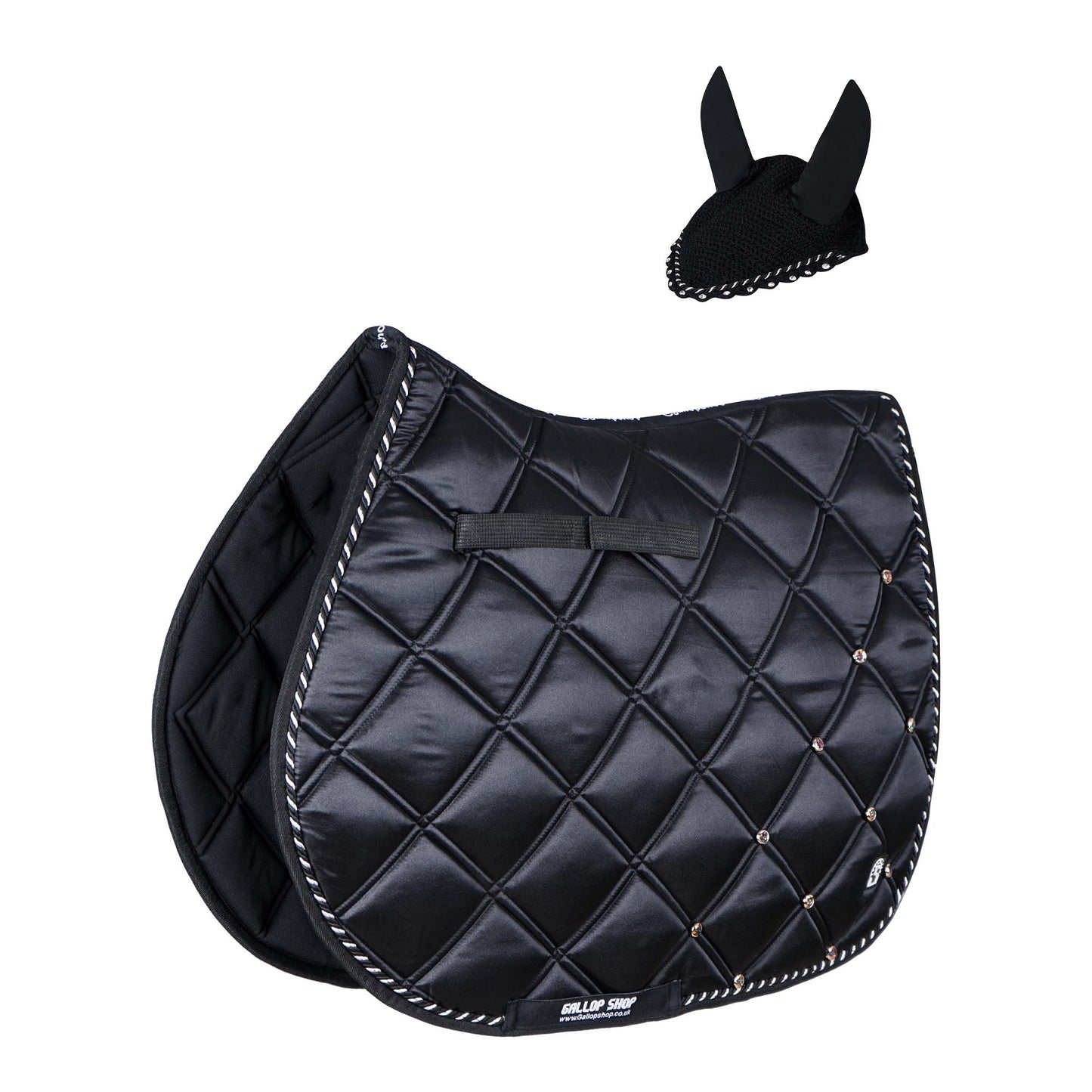 Luxury Quilted Saddle Pad & Ear Bonnet Set – Decorative Horse Tack in 12 Colors by Gallop Shop
