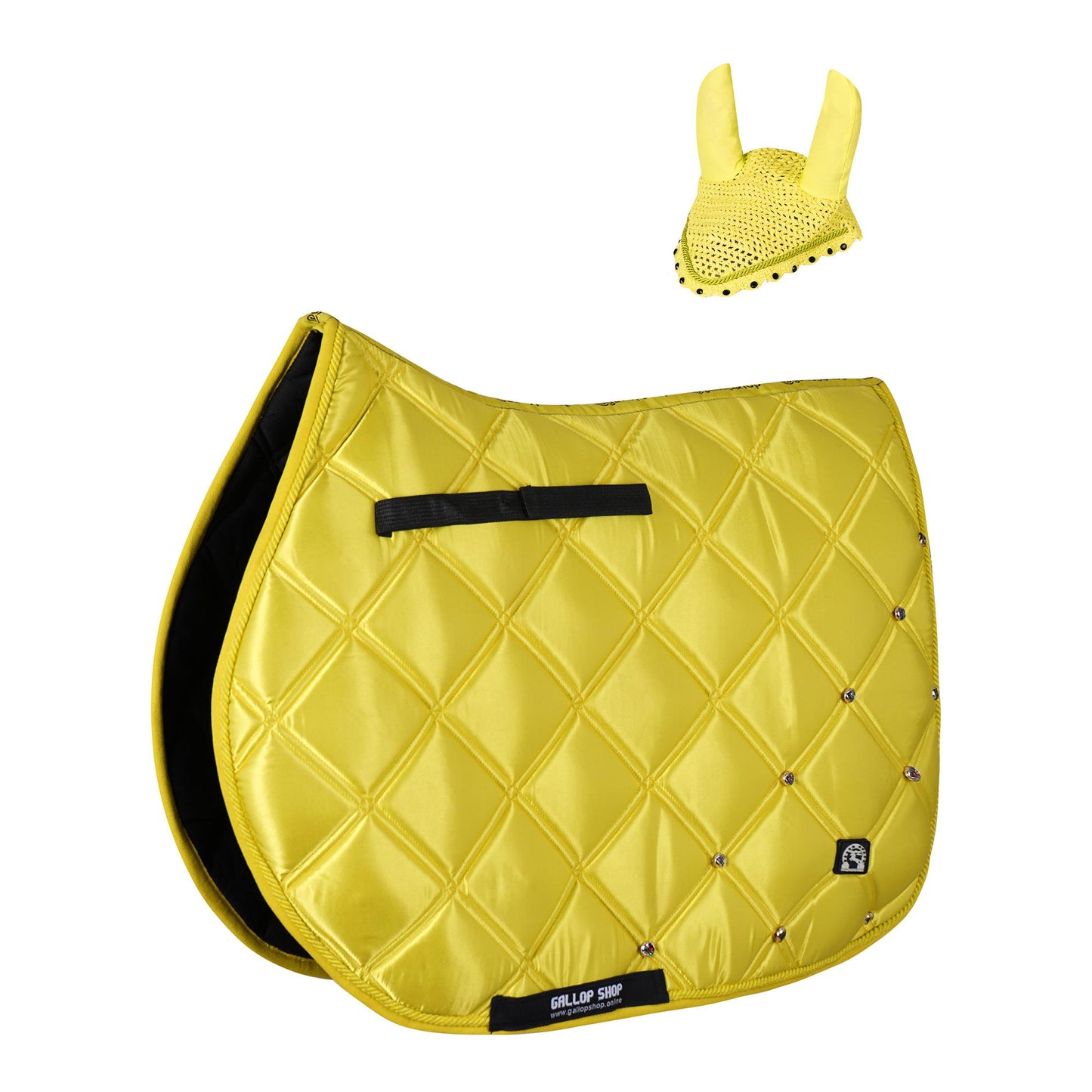 Luxury Quilted Saddle Pad & Ear Bonnet Set – Decorative Horse Tack in 12 Colors by Gallop Shop